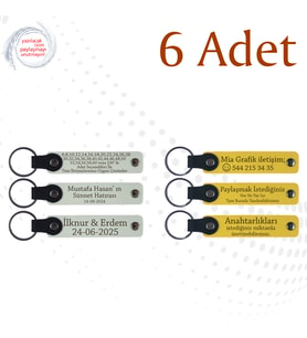 Beyaz & Sarı, Kültürel Festival Katılımcılarına Anı, 6’lı Set, İsim Yazılabilen Deri Anahtarlık