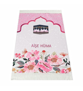 İsme Özel Çocuk Seccadesi Kabe Pembe 82×45 cm 110 gr - Tesbih Hediyeli