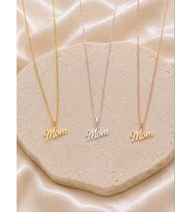 Kişiye Özel Şık Mom Yazı Kolye 925K Gümüş (Rose)