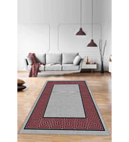 Bordo Çerçeveli Kaymaz Taban Makinede Yıkanabilir Halı RV046 - 100 x 160 cm