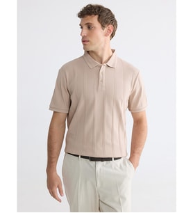 LCWAIKIKI Classic Bej Polo Yaka Dokulu Erkek Tişört