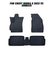 Chery Omoda 5 2022 Sonrası ile Uyumlu Carbon Desenli Ultra Premium Havuzlu Oto Paspas (Çok Renkli)