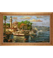 Çerçeveli Paspartulu Manzara Tablo bm1388 (Gold)