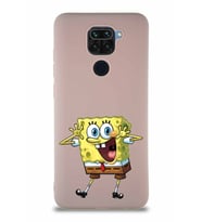 Xiaomi Redmi Note 9 Soft Premier Kapak Sünger Bob Tasarımlı Silikon Kılıf - Pudra (Şeffaf)