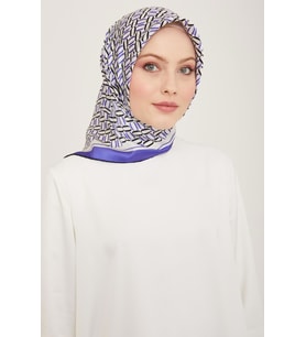 Armine Mor Geometrik Desen Tivil İpek Eşarp 9149 - 38