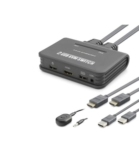 Hdmi Usb Kvm Switch 2 Port Hdmi 2 Port Usb Dahili Kablolu - Siyah HDX1361