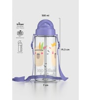 Renga Migo Desenli 500 ml Askılı Pipetli Tritan Çocuk Matara 912008 Lila