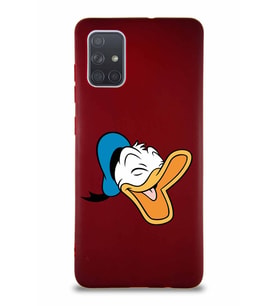 Samsung Galaxy A71 Soft Premier Kapak Donald Duck-E Tasarımlı Silikon Kılıf - Mürdüm (Şeffaf)