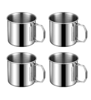 Çelik 4 Adet 330 ml. Katlanır Kulp Kahve Kamp Bardağı Fincanı cin573-4