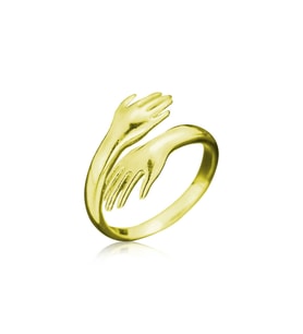 Gümüş Gold Sarılan Eller Yüzük CSR2183225