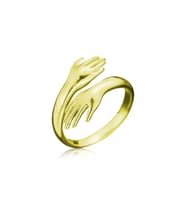 Gümüş Gold Sarılan Eller Yüzük CSR2183225