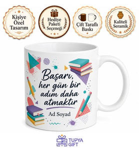 Üniversite Öğrencisi İçin Karışık Desenli Baskılı Kupa Bardak Motivasyon Hediyesi