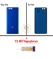 Xiaomi Mi Note 3 Mavi Arka Pil Kapağı Batarya Kapağı Lazer Kesim + B-7000 Yapıştırıcı