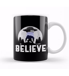 Awesome Believe in Aliens Bigfoot & UFOs Kupa Bardak Porselen