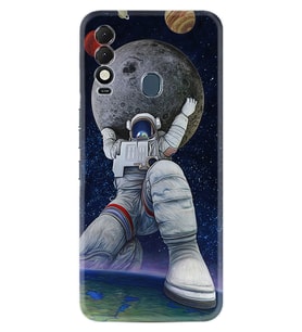 Tecno Spark 8T Kılıf Silikon Desen Özel Seri Astronot ve Dünya 1759