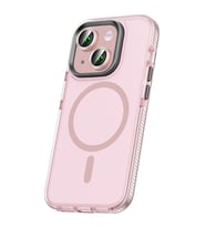iPhone 15 Kılıf Airbagli Magsafe Wireless Şarj Özellikli Klaptika Kapak (Pembe)