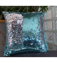 YILMAZHOME Pullu Payetli Kırlent Kılıfı - (Turkuaz-Gümüş)