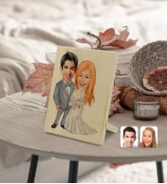 BK Gift Kişiye Özel Sevgililer Karikatürlü Dekoratif Ahşap Çerçeve Model 104