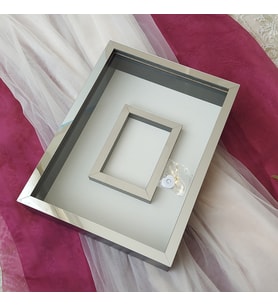Siyah 30x40 Cm Fotoğraf Bölümlü Yarı Gümüş İsimsiz Ledli Gül Saklama Kutusu