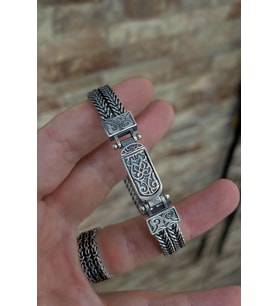 Gümüş cihan erkek el işi eskitme bileklik dy78d01e