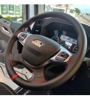 DİKİŞLİ DİREKSİYON KILIFI SİYAH DERİ KIRMIZI YÜZÜK / DİKİŞ F.ORD FMAX KAMYON TIR İÇİN