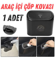 Araba Çöp Kutusu Portatif Araç İçi Taşınabilir Kapaklı Organizer Çöp Kovası İtme Kapaklı Kova(SİYAH)