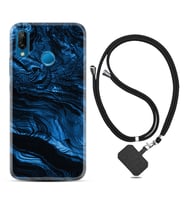 Huawei P20 Lite Mate 10 20 Lite Pro P40 Lite KılıfBoyun Askılı Silikon Blue MArble 1379