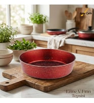 ARZU ÇELİK 28 Cm Granit Ezme V Fırın Tepsisi - Kırmızı