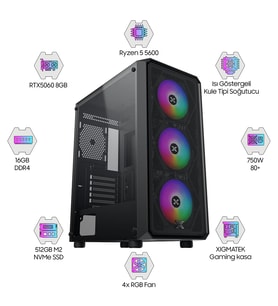 AMD Ryzen 5 5600 - Gigabyte RTX 5060 - Gigabyte A520M - 16GB RAM - 512GB M.2 NVMe SSD OEM Paket