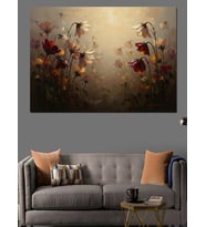 Pastel Tonlarda Soyut Çiçek Bahçesi Dekoratif Kanvas - Mdf Ahşap Tablo