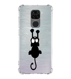 Xiaomi Redmi Note 9 Köşe Korumalı Antişok Kapak Çizgi Kedi Tasarımlı Şeffaf Silikon Kılıf