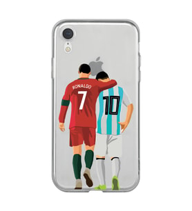 Iphone XR Uyumlu Lionel Messi ve Cristiano Ronaldo Desenli Şeffaf Telefon Kılıfı