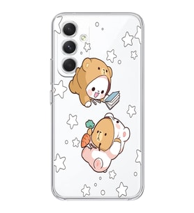 Samsung Galaxy A16 Uyumlu Yıldızlı Ayıcıklar Tasarımlı Şeffaf Telefon Kılıfı