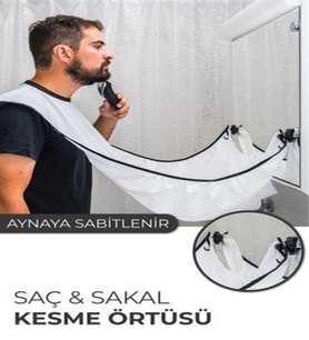 Saç Sakal Kesme Traş Önlüğü Tıraş Örtüsü Berber Önlük Beyaz Renk Saç Sakal Yapışmaz Traş Önlüğü