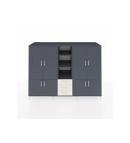 Kronos Dolap 11 Raflı 3 Çekmeceli 8 Kapaklı 220x59x163 Antrasit-Antrasit/Aytaşı
