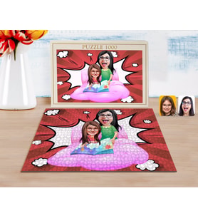 BK Gift Kişiye Özel Anne Kız Karikatürlü 1000 Parça Profesyonel Puzzle-3