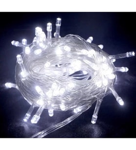 10 M 100 Led Boncuk Lamba Beyaz Işık Şeffaf Kablo MZ-18-11