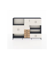 Arges Dolap 9 Raflı 4 Çekmeceli 8 Kapaklı 220x30x163 Antrasit-Aytaşı/Çam