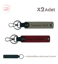 Yılbaşı İçin Anlamlı Hediye, İsim Yazılı 2’li Anahtarlık Hediye Takımı, Kül Gri-Bordo-Lacivert