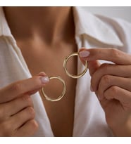 14K Altın Halka Küpe 3 mm 3.3 cm