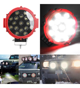 Off Road Led Projektör Sis Lambası Kırmızı Çerçeve Beyaz Led 51W 18cm