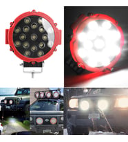 Off Road Led Projektör Sis Lambası Kırmızı Çerçeve Beyaz Led 51W 18cm