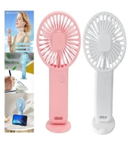 2 ADET MİNİ FAN,TELEFON TUTUCU,PORTATİF EL VANTİLATÖRÜ PEMBE,BEYAZ  9,3x19cm