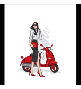 Motorcu Kız 10x10 cm Renkli Sticker
