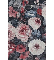 Eliana Home Baskılı, Yıkanabilir Kaymaz Taban Salon Halısı LNA1411 100x150 cm (Lacivert)