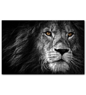 Cakapuzzle Yalnız Kral Erkek Aslan Siyah Beyaz Puzzle Yapboz MDF (Ahşap) (120 Parça)