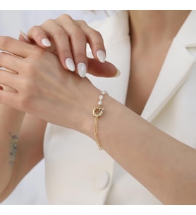 925 Ayar Gümüş Barock White Tatlısu İncisi Bileklik-4mm