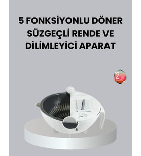 Döner Mekanizmalı 5’I 1 Arada Süzgeçli Rende Sebze Meyve Doğrama - Lisinya