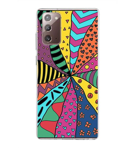 PrintiFy Samsung Galaxy Note 20 ile Uyumlu 1mm Slim Fit Retro Colors 4 Baskılı Şeffaf  Kılıf