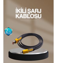 Hızlı Şarj Destekli 65W Örgülü USB-C ve USB-A Çoklu Şarj Kablosu